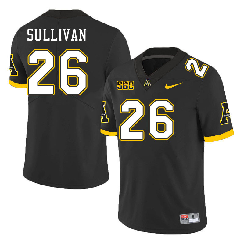 Men #26 Caden Sullivan Appalachian State Mountaineers College Football Jerseys Stitched Sale-Black - Click Image to Close